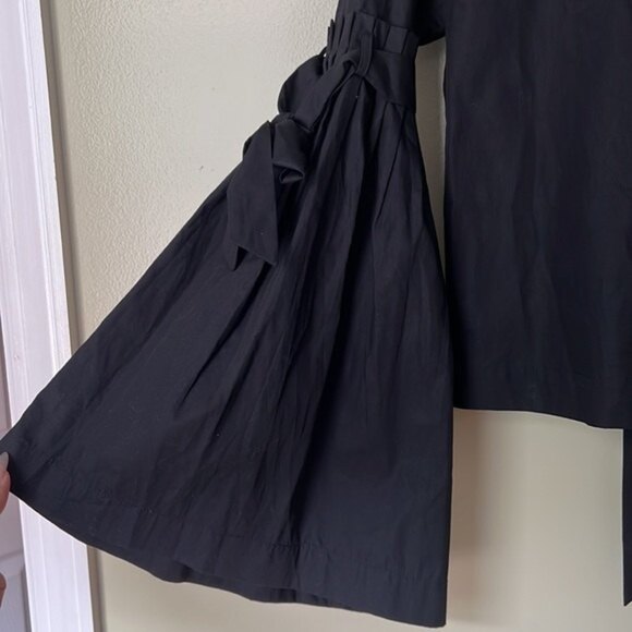 NWT Free People So Obviously Yours Wide Flare Sleeve Top Tie Back Black - Picture 4 of 12